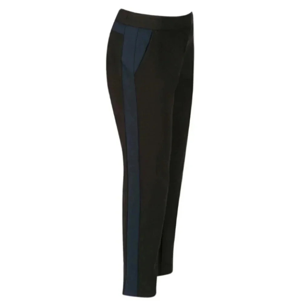 Rickis Ankle Cropped Slim Fit Pants Black Navy Blue Tuxedo Side Stripe Size 2